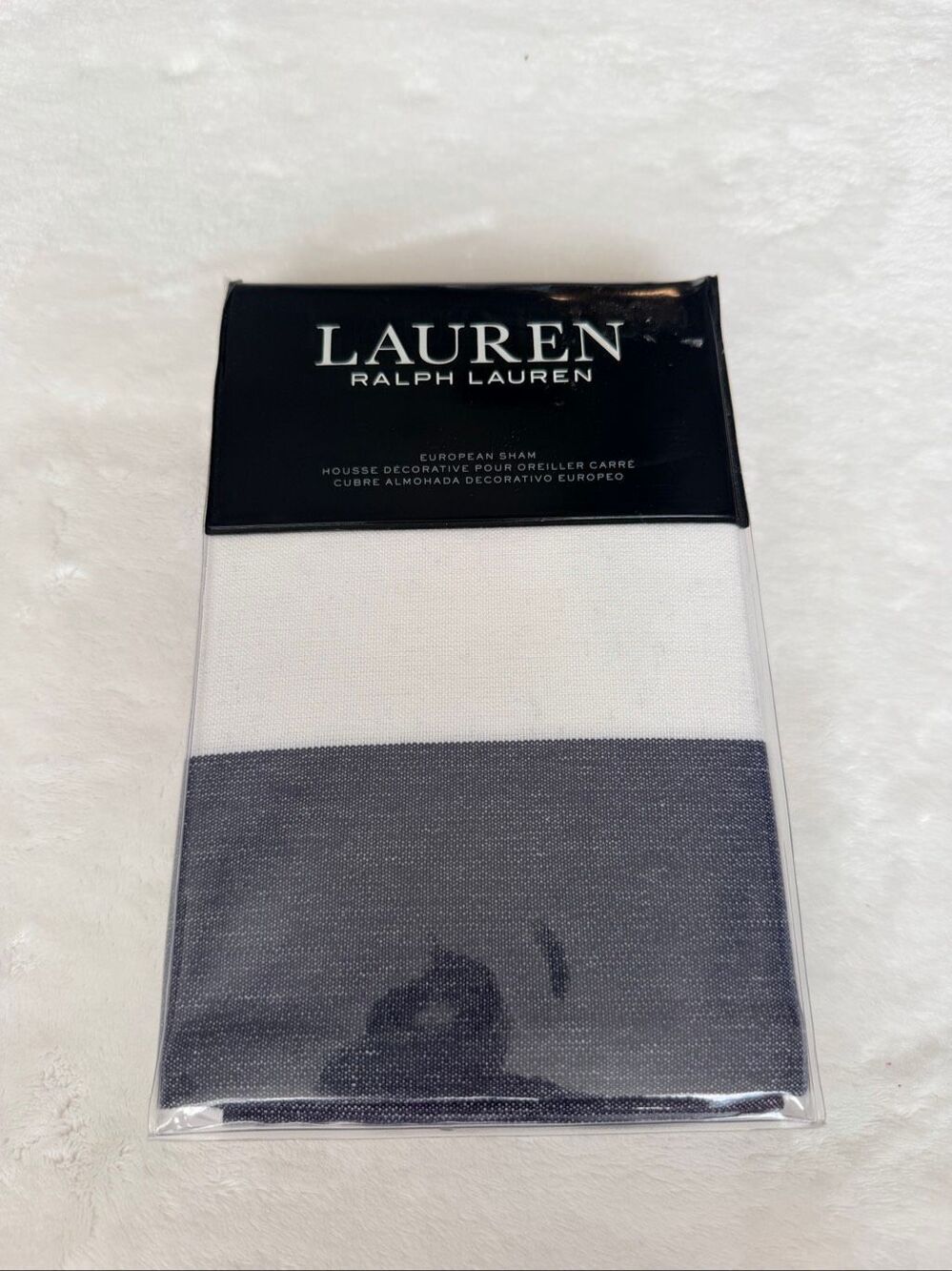 Ralph Lauren Nora Border European Pillow Sham White Blue 26x26